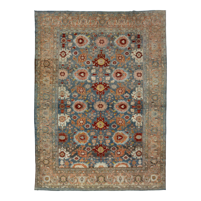 10 x 14 allover floral designed bidjar persian wool rug in blue 2878