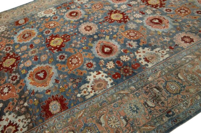 10 x 14 allover floral designed bidjar persian wool rug in blue 5243