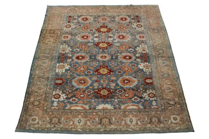 10 x 14 allover floral designed bidjar persian wool rug in blue 5563