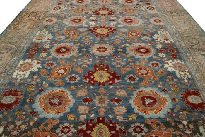 10 x 14 allover floral designed bidjar persian wool rug in blue 7802