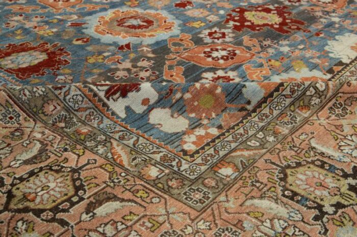 10 x 14 allover floral designed bidjar persian wool rug in blue 9545