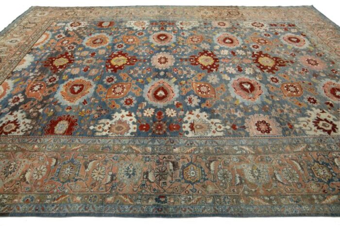 10 x 14 allover floral designed bidjar persian wool rug in blue 9853