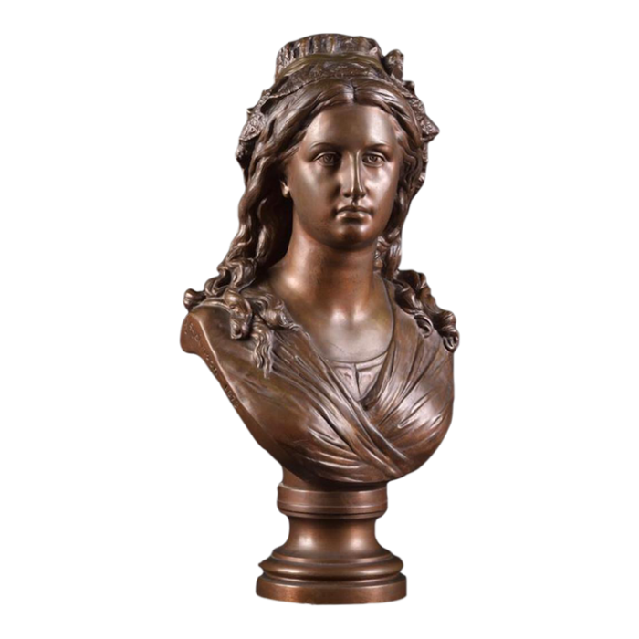 1873 french bronze bust of a woman by renowned sculptors salmson and bauer 7961