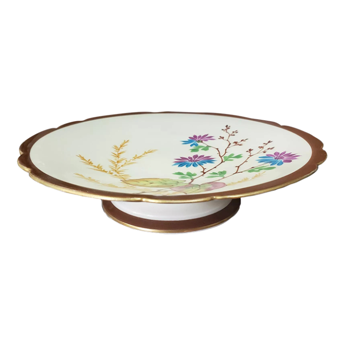 1890s french gustave demartial and co limoges porcelain floral motif cake stand 7919