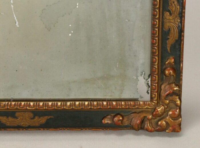 18th century italian baroque looking glass mirror in period partially gilt frame 1388