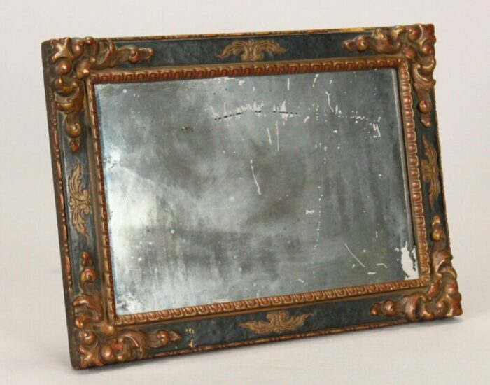 18th century italian baroque looking glass mirror in period partially gilt frame 3557