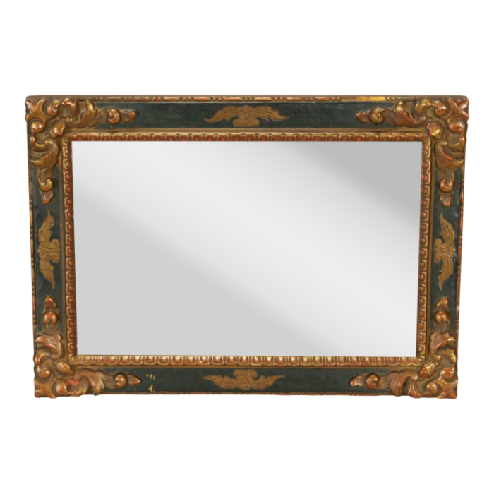 18th century italian baroque looking glass mirror in period partially gilt frame 6956