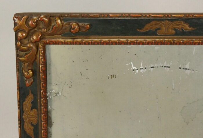 18th century italian baroque looking glass mirror in period partially gilt frame 9444