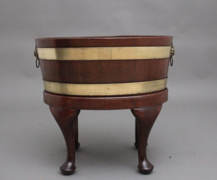 18th century mahogany and brass bound oval wine cooler with stand 1770s set of 2 10