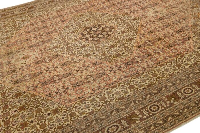 1900s handmade persian tabriz wool rug in beige with allover design 7906