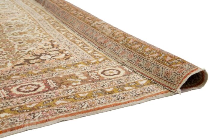 1900s handmade persian tabriz wool rug in beige with allover design 8467