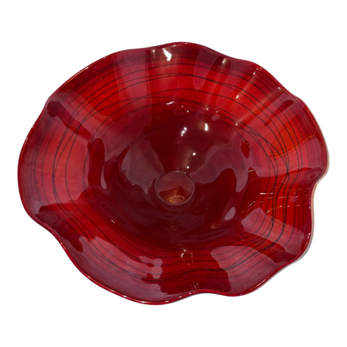 1910s large decorative red art glass bowl sculpture from italy 1887