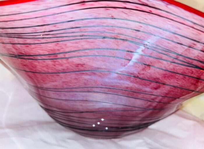 1910s large decorative red art glass bowl sculpture from italy 3714