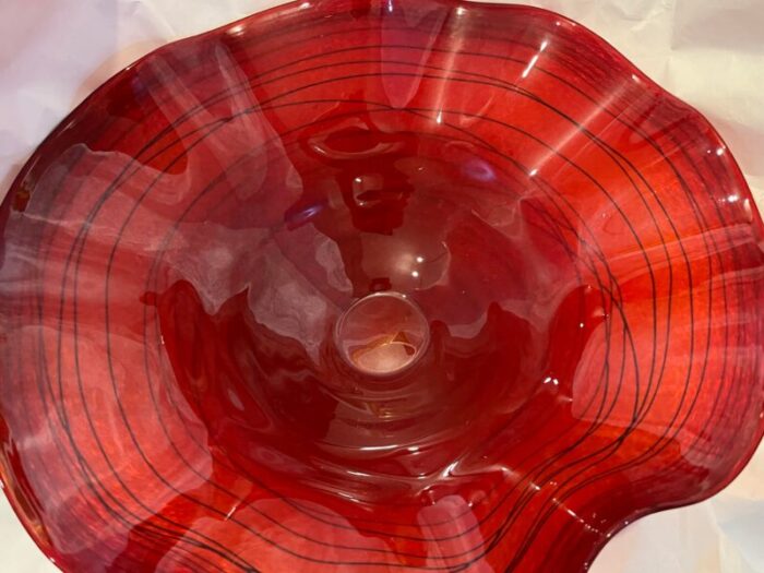 1910s large decorative red art glass bowl sculpture from italy 4519