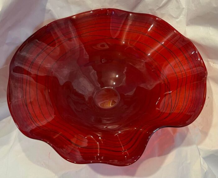 1910s large decorative red art glass bowl sculpture from italy 9939