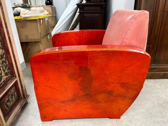 1920s french art deco goatskin lounge chair andre arbus attributed 4119