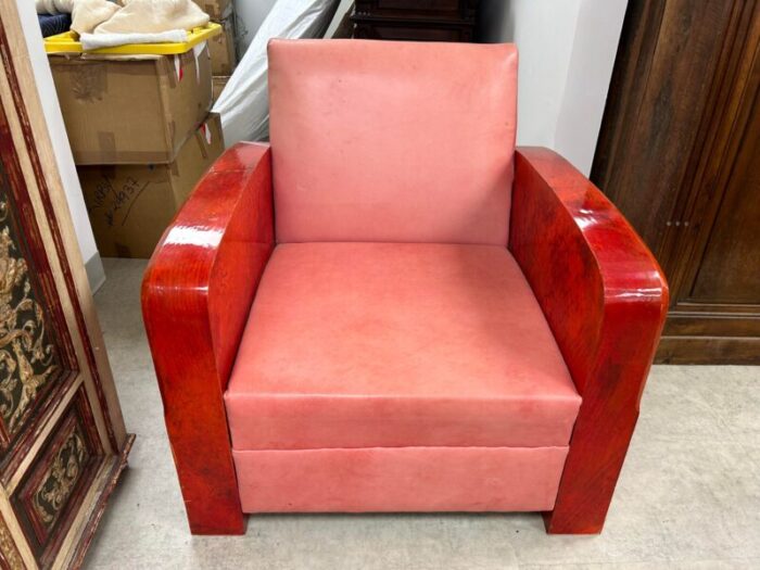 1920s french art deco goatskin lounge chair andre arbus attributed 4340