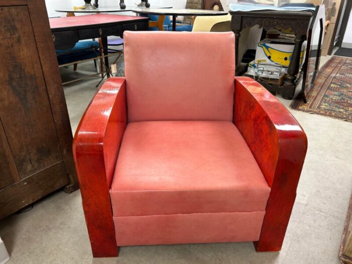 1920s french art deco goatskin lounge chair andre arbus attributed 6650