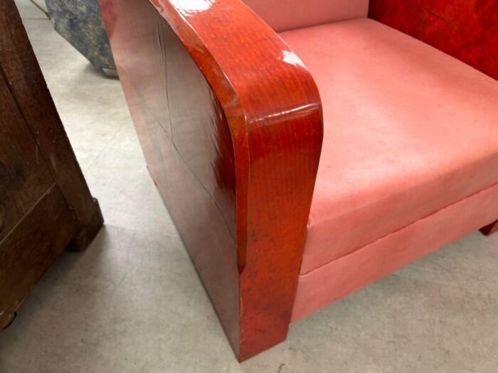 1920s french art deco goatskin lounge chair andre arbus attributed 7310