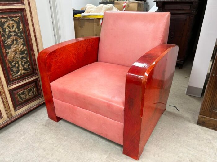 1920s french art deco goatskin lounge chair andre arbus attributed 8834