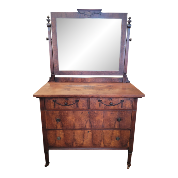 1920s french art deco rosewood dresser with mirror 8550