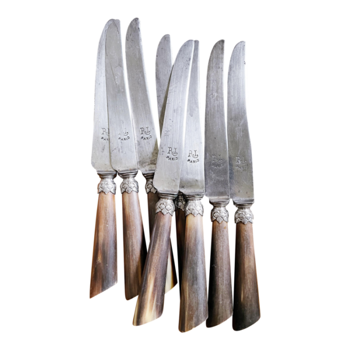 1920s french horn handle knives set of 8 1090