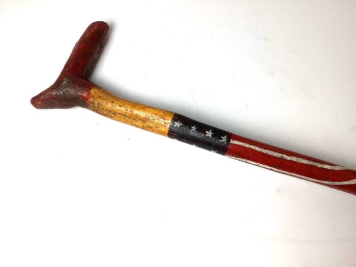 1930s red white and blue folk art americana walking stick cane 2512