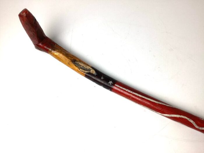 1930s red white and blue folk art americana walking stick cane 2908