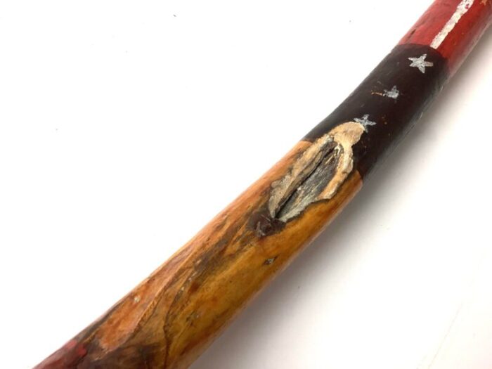 1930s red white and blue folk art americana walking stick cane 3547