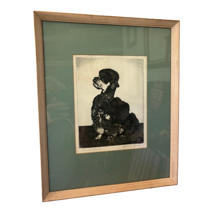 1940s french poodle dog engraving by john c james framed 1204