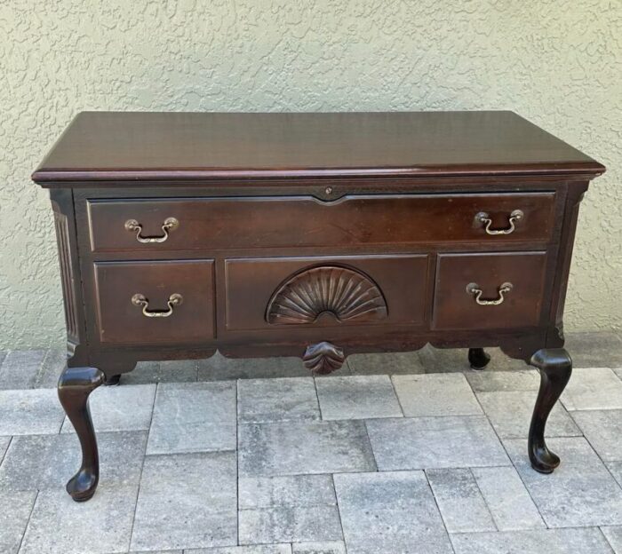 1940s vintage queen anne style low boy cedar lined hope chest 8999