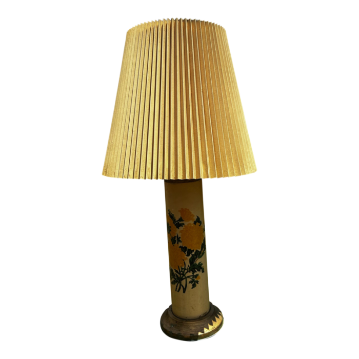 1950s art nouveau style mid century modern hollywood regency yellow lamp 6449