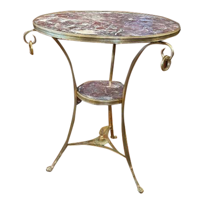 1950s french bronze side table with marble top 5209