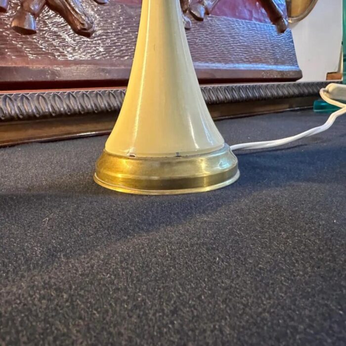 1950s stilnovo style mid century modern brass and metal cone table lamp 9096