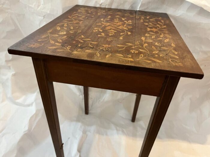 1950s vintage inlaid mahogany stand side table 6980