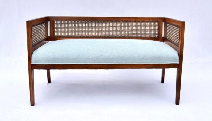 1950s walnut window bench in the manner of edward wormley for dunbar 6261