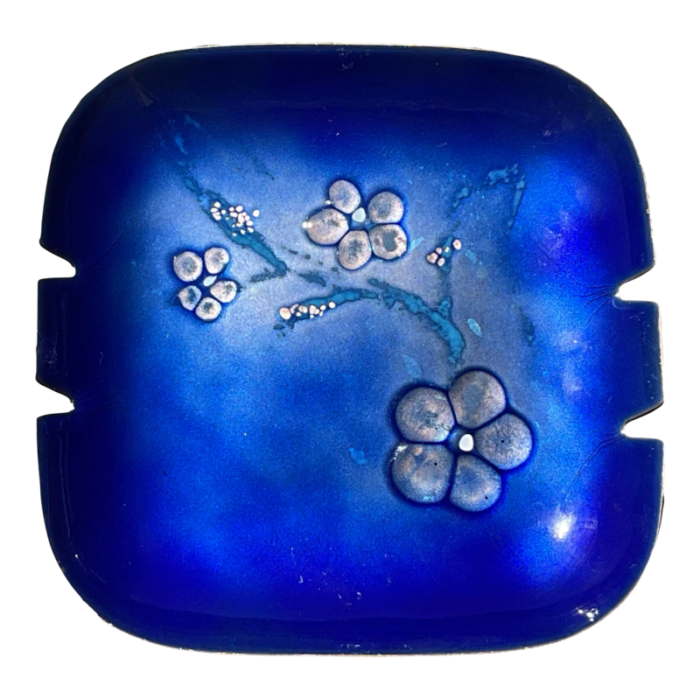 1960s bovano blue enamel dish on copper 0576