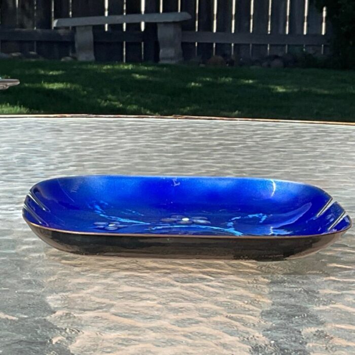 1960s bovano blue enamel dish on copper 4293