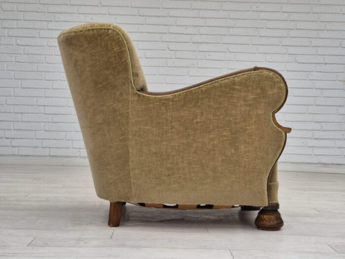 1960s danish vintage armchair furniture velour dark beech wood 1403