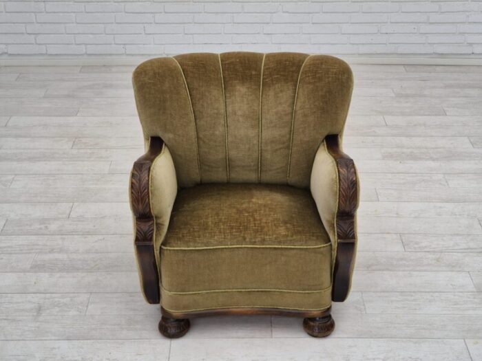 1960s danish vintage armchair furniture velour dark beech wood 2704