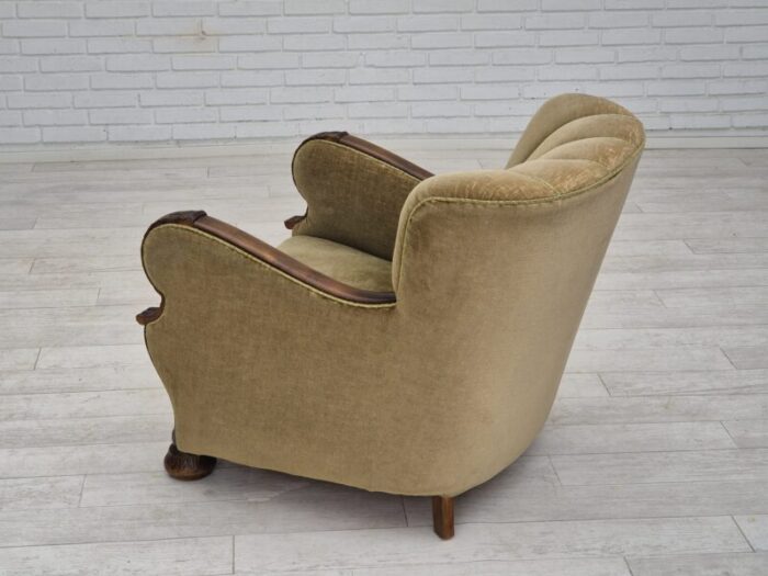 1960s danish vintage armchair furniture velour dark beech wood 4396