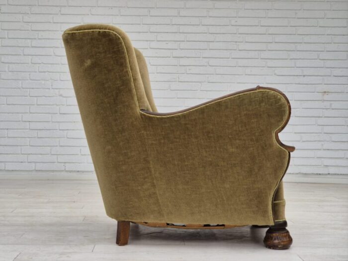 1960s danish vintage armchair furniture velour dark beech wood 4483