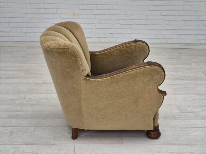 1960s danish vintage armchair furniture velour dark beech wood 5531