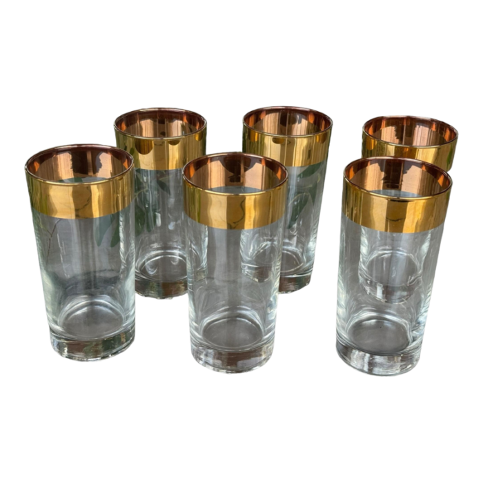 1960s dorothy thorpe gold band highball glasses set of 6 8522