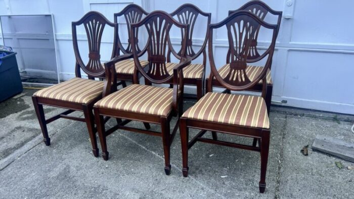 1960s hepplewhite style dining chairs set of 6 7871