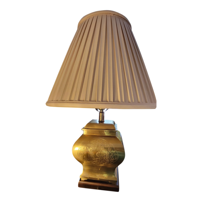 1960s hollywood regency chinoiserie stamped brass table lamp 1707