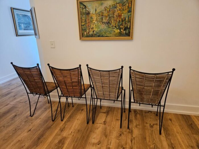 1960s mid century modern pipsan saarinen swanson wrought iron rattan chairs set of 4 7157