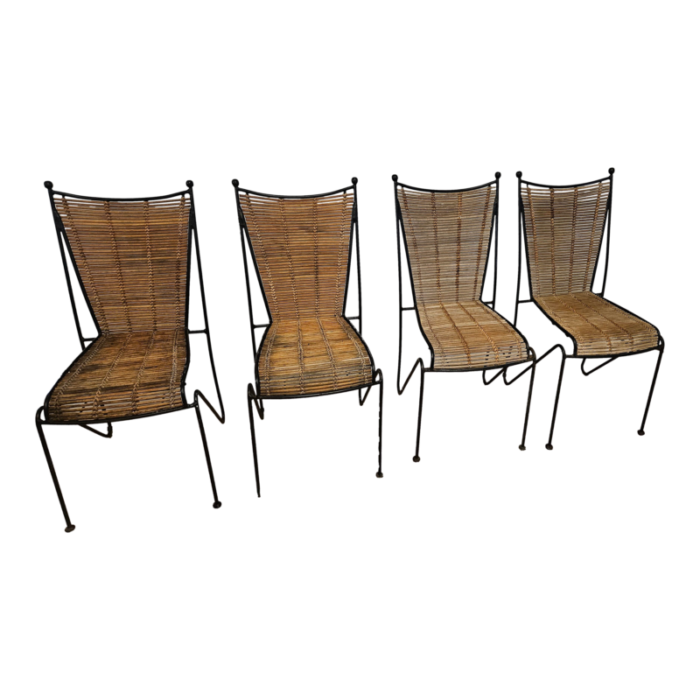 1960s mid century modern pipsan saarinen swanson wrought iron rattan chairs set of 4 9120