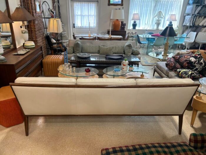 1960s mid century modern sofa in cream leather 3067