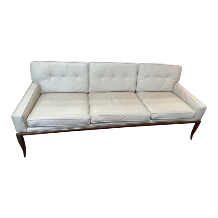 1960s mid century modern sofa in cream leather 6839